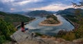 Cloudy sunset at the meander of Arda River, dam Kardzhali, Bulgaria