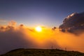 Cloudy sunset in the mountains