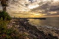 Cloudy sunset over coastline of Tenerife island, Spain Royalty Free Stock Photo