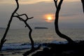 A cloudy sunset over the ocean in Maui, Hawaii and a calm evening. Royalty Free Stock Photo