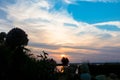 Panoramic view at sunset on the Veluwemeer, Gelderland province, Netherlands. Royalty Free Stock Photo