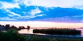 Panoramic view at sunset on the Veluwemeer, Gelderland province, Netherlands. Royalty Free Stock Photo