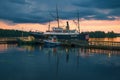 Cloudy sunset on Saimaa lake. Savonlinna Royalty Free Stock Photo