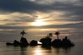 Cloudy sunset at Willy rock. White beach. Boracay Island. Western Visayas. Australia Royalty Free Stock Photo