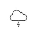 Cloudy thunderstorm weather outline icon
