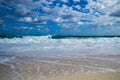 Cloudy Tropical Paradise Beach View Royalty Free Stock Photo