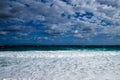 Cloudy Tropical Paradise Beach View Royalty Free Stock Photo