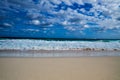 Cloudy Tropical Paradise Beach View Royalty Free Stock Photo