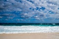 Cloudy Tropical Paradise Beach View Royalty Free Stock Photo