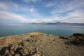 Cloudy view on a mountain lake. Mongolia