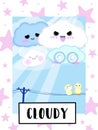 Cloudy  Weather flashcard collection for preschool kid learning English vocabulary Royalty Free Stock Photo