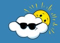 Cloudy weather happy sun cloud summer cartoon