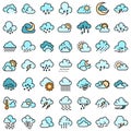 Cloudy weather icons set vector flat Royalty Free Stock Photo