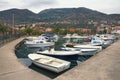 Cloudy winter day in Tivat city, Montenegro. View of Marina Kalimanj Royalty Free Stock Photo