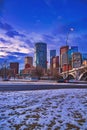 Cloudy Winter Sunrise Over Downtown Calgary Royalty Free Stock Photo