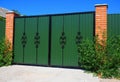 Clouse up Green Metal Profil Gate with Decorative Gate and Door in Old Stiletto Style