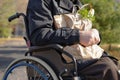 Clouse up handicapped man doing his grocery shopping Royalty Free Stock Photo