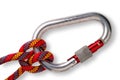 Clove hitch on carabiner Royalty Free Stock Photo