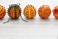 Clove orange pomander balls Royalty Free Stock Photo