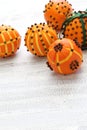 Clove orange pomander balls Royalty Free Stock Photo