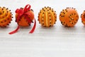 Clove orange pomander balls Royalty Free Stock Photo