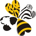 Clover,animal,print,luck,yellow,white,black