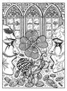 Clover. Black and white mystic concept for Lenormand oracle tarot card