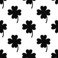 Clover seamless pattern. Black floral element. St. Patrick`s day background. Royalty Free Stock Photo