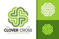 Clover cross medical logo vector icon illustration