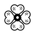 Clover, design, four leaf icon. Black vector graphics