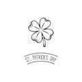 Clover emblem, decorations for the holiday of St. Patrick s. Vector illustration. Royalty Free Stock Photo