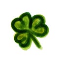 Clover flower personifies St. Patrick's Day March 17, watercolor illustration.