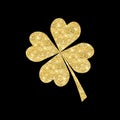 Clover with four gold leaves.