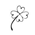 Clover four-leaf line art. St. Patrick s day. Continuous line drawing. Editable line. Hand-drawn symbol symbol of good luck. Royalty Free Stock Photo