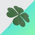Clover with four leafs., st patrick`s day symbol 3d render., clipping paht