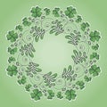 Clover frame. Shamrock clover. Traditional irish symbol. Round frame for St. Patricks Day