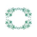 Clover garland on white background. St Patrick day greeting card with shamrock wreath. Irish. Vector flat illustration