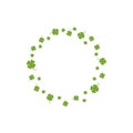 Clover garland on white background. St Patrick day greeting card with shamrock wreath and sky