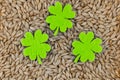 Clover green icon three symbols holiday saint patrick day base light beige millet