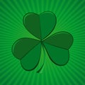 Clover on green retro background. Shamrock, trifoliate clover - symbol of Ireland