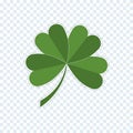 Clover icon, four Green leaves on transparent background.