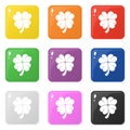 Clover icons set 9 colors isolated on white. Collection of glossy square colorful buttons. Vector illustration for any design Royalty Free Stock Photo