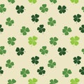 Clover leaf hand drawn doodle seamless pattern vector illustration. St Patricks Day symbol, Irish lucky shamrock background Royalty Free Stock Photo