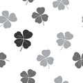 Clover leaf hand drawn doodle seamless pattern vector illustration. St Patricks Day symbol, Irish lucky shamrock background Royalty Free Stock Photo