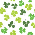 Clover leaf hand drawn doodle seamless pattern vector illustration. St Patricks Day symbol, Irish lucky shamrock background. Royalty Free Stock Photo