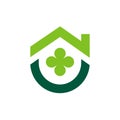 Clover leaf and house logo icon design template elements, isolated on white background Royalty Free Stock Photo