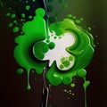 Clover leaf in spilled green paint isolated. st. patrick\'s day background with soft lighting, ai generative