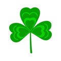 Clover leaf with three petals. Green shamrock for St. Patrick's Day Royalty Free Stock Photo