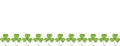 Clover leaves arranged evenly geometrically at the bottom of a St. Patrick s Day banner. Outline clover leaves drawn in