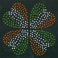 Clover Leaves Heart Shaped Colored in Ireland National Flag Colours Green, White, Orange. On a Black Board Background. St Patricks Royalty Free Stock Photo